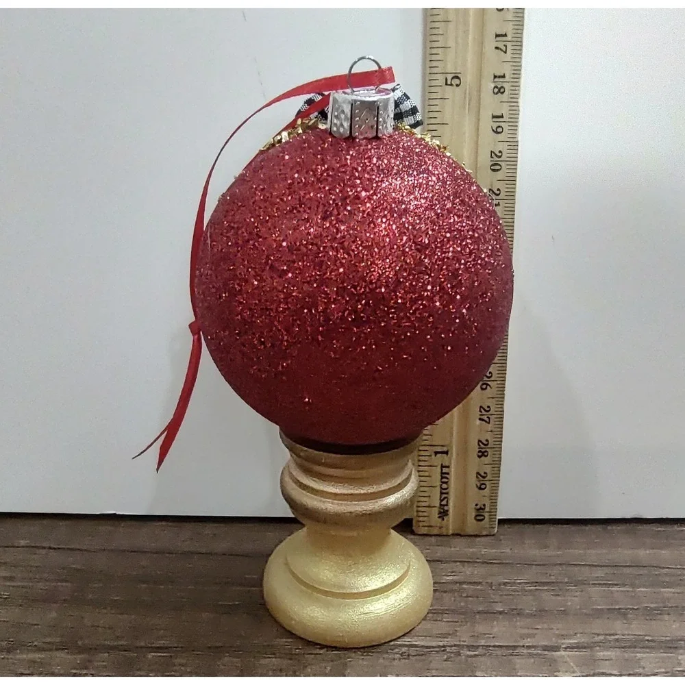 Dog Christmas Ornament Handmade Vtg Style OOAK Shatterproof Puppy Diorama O9